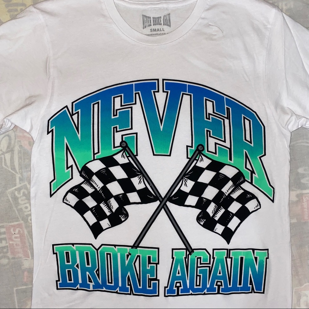 NEW Never Broke Again NBA YoungBoy T-Shirt Sz Small Motocross Racing Flags Tee